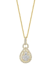 Effy Diamond Mixed Cut Teardrop Halo 18" Pendant Necklace (1 ct. t.w.) 14k White Gold (Also yellow gold)