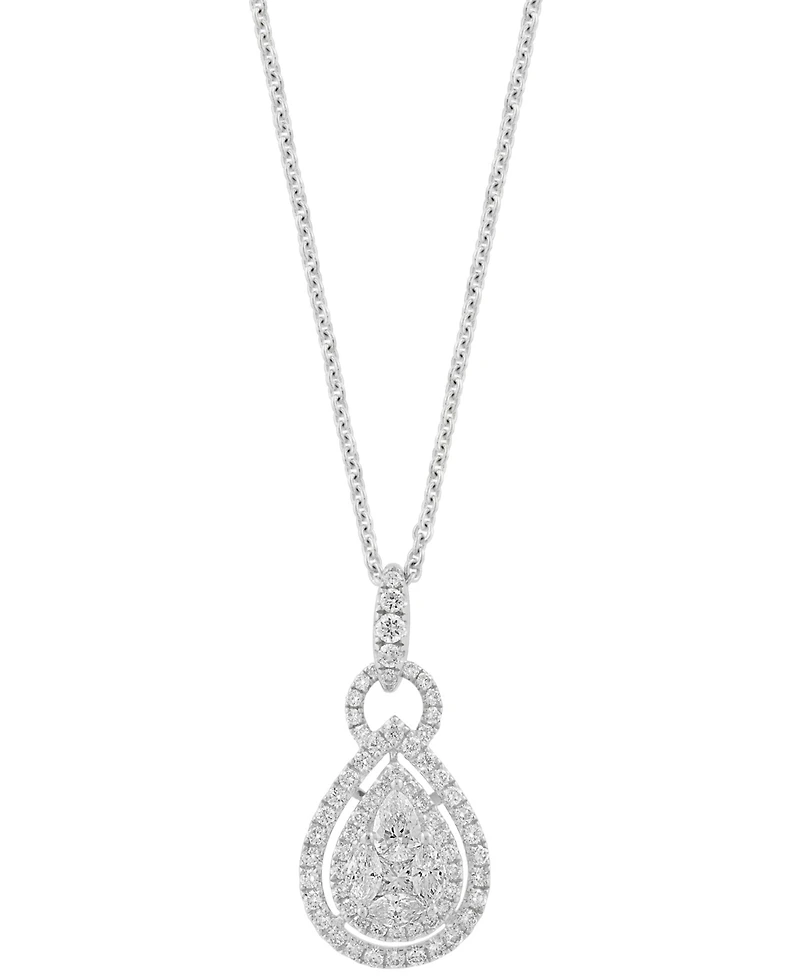 Effy Diamond Mixed Cut Teardrop Halo 18" Pendant Necklace (1 ct. t.w.) 14k White Gold (Also yellow gold)