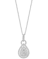 Effy Diamond Mixed Cut Teardrop Halo 18" Pendant Necklace (1 ct. t.w.) 14k White Gold (Also yellow gold)