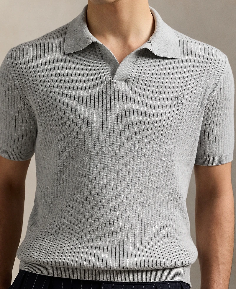 Polo Ralph Lauren Men's Rib-Knit Cotton Polo-Collar Sweater