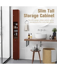 Volenca Freestanding Slim Bathroom Cabinet with Drawer and Adjustable Shelves