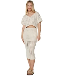 Roxy Juniors' Sea Swirl Crochet Cotton Top