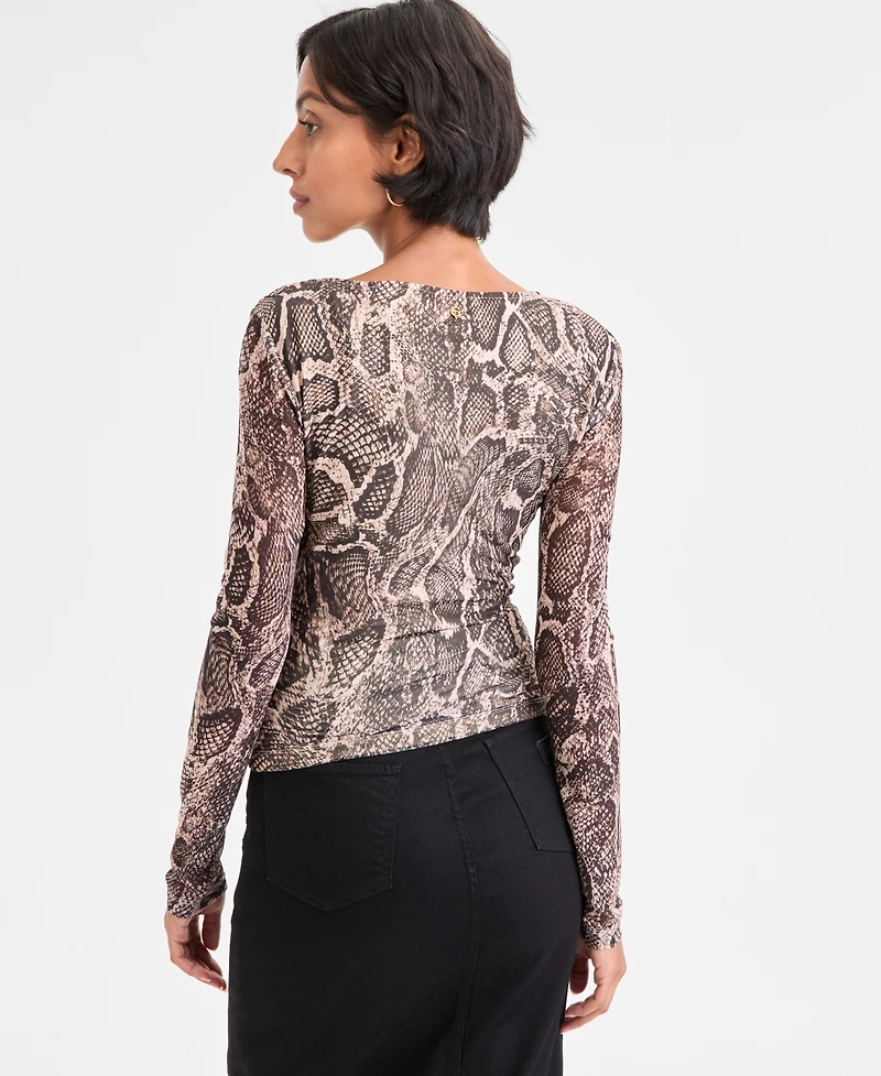 Guess Women's Bernardette Asymmetrical-Neck Long-Sleeve Top