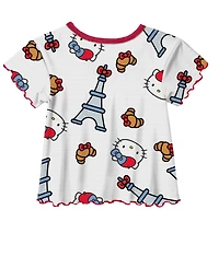 Hello Kitty Toddler and Little Girls 2-Piece T-Shirt Denim Overall Set