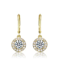 Elegant Halo Drop Dangle Leaver back Earrings