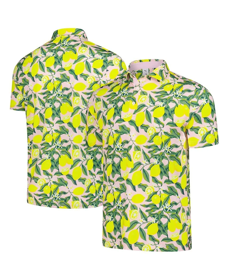 Puma Men's Pink Arnold Palmer Mattr Lemon Branch Polo Shirt