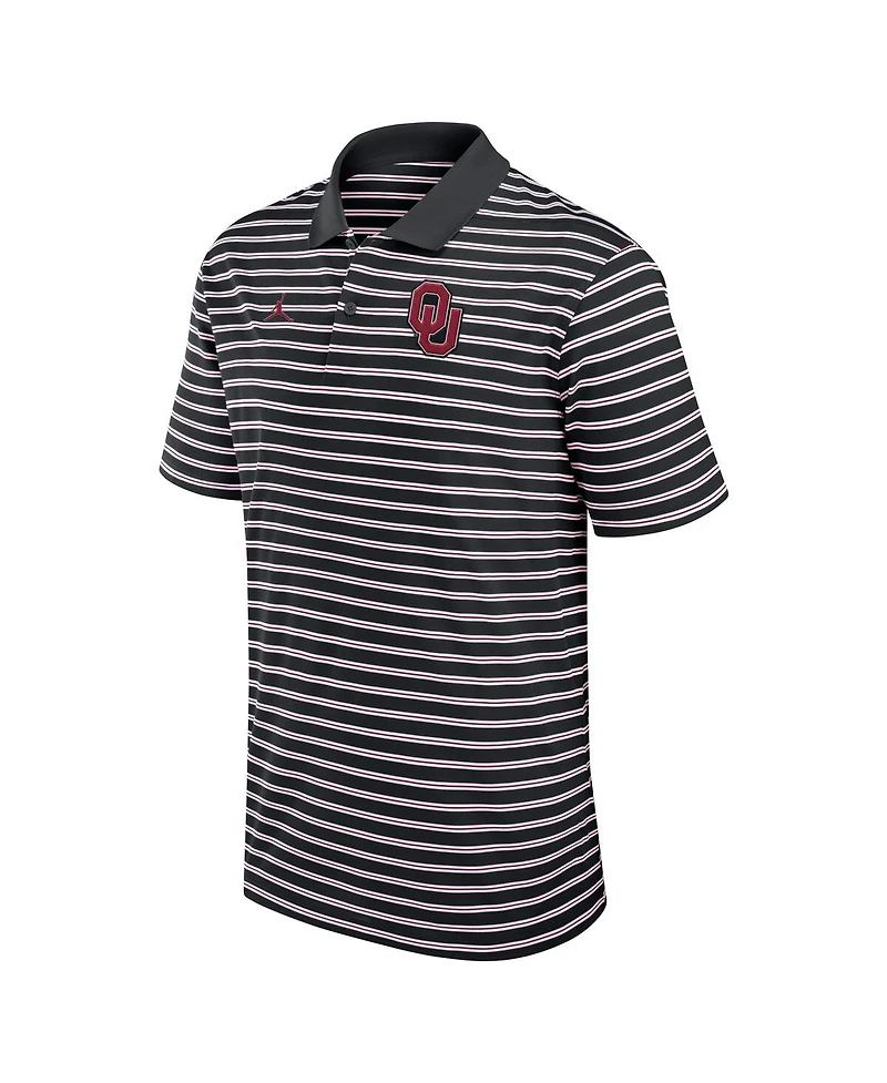 Jordan Men's Black/White Oklahoma Sooners Primetime Victory Striped Performance Polo Shirt
