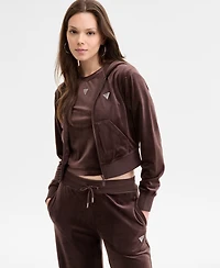 Guess Women's Couture Cropped Velour Hoodie
