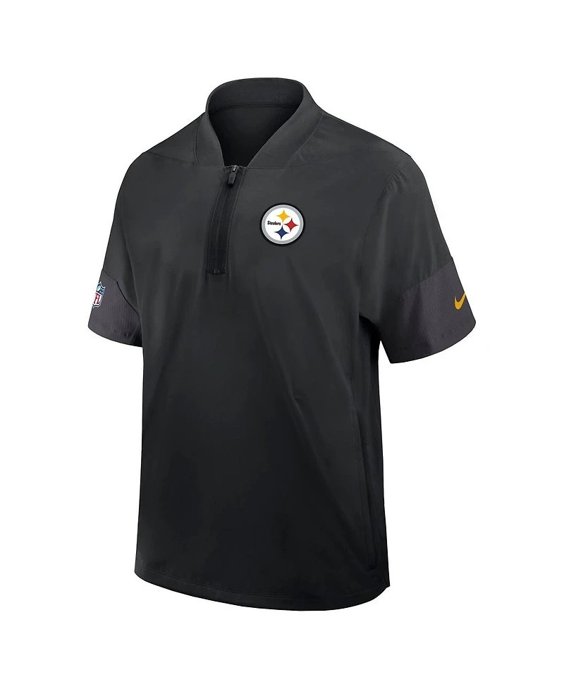 Nike Men's Black Pittsburgh Steelers Sideline Short Sleeve Quarter-Zip Performance Coach Jacket