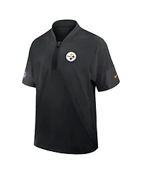 Nike Men's Black Pittsburgh Steelers Sideline Short Sleeve Quarter-Zip Performance Coach Jacket