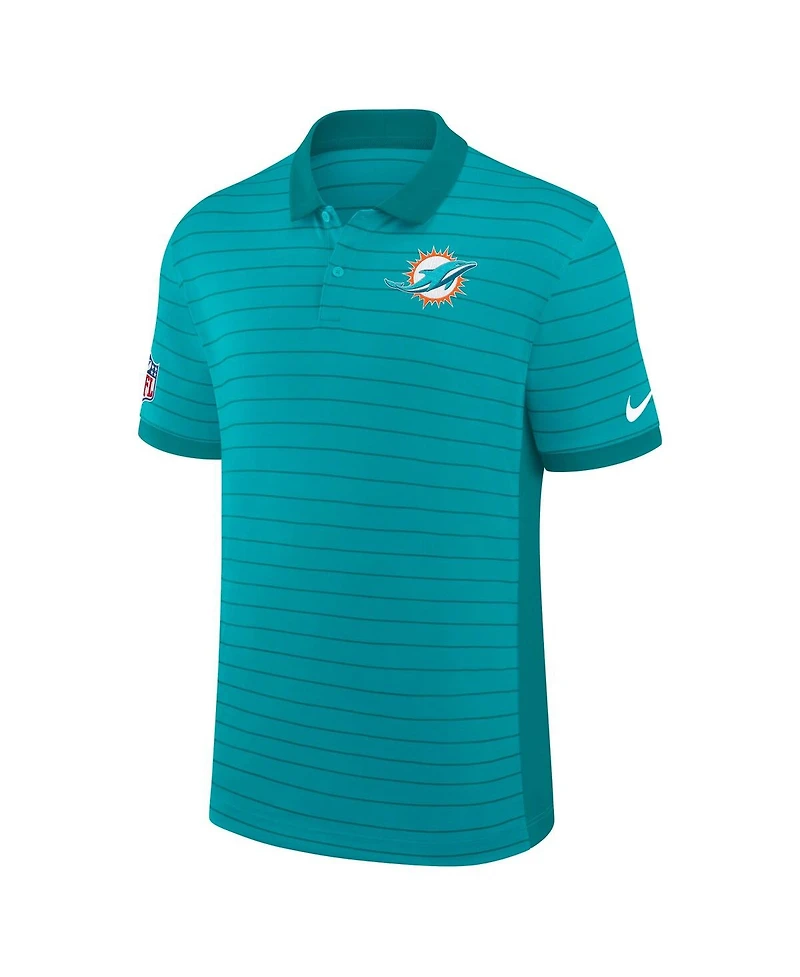 Nike Men's Aqua Miami Dolphins Sideline Victory Stripe Performance Polo Shirt