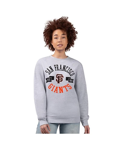 G-iii 4Her by Carl Banks Women's Heather Gray San Francisco Giants Team Logo Fleece Pullover Sweatshirt