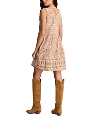 Lucky Brand Women's Cotton Floral V-Neck Mini Dress