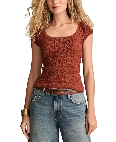 Lucky Brand Women's Textured Short-Sleeve Top