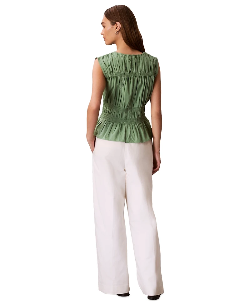 Calvin Klein Jeans Women's Ruched Cotton Poplin Top