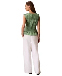Calvin Klein Jeans Women's Ruched Cotton Poplin Top