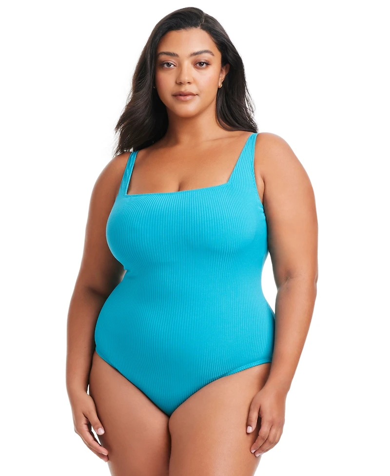 Bleu by Rod Beattie Plus Size Square-Neck Swimsuit
