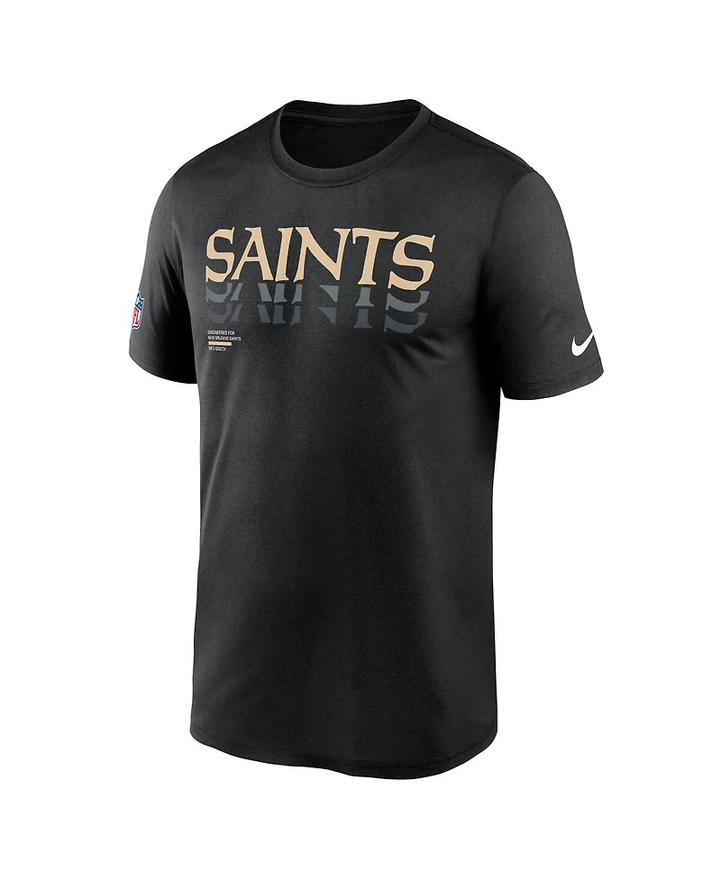 Nike Men's Black New Orleans Saints Wordmark Block Sideline Legend Performance T-Shirt