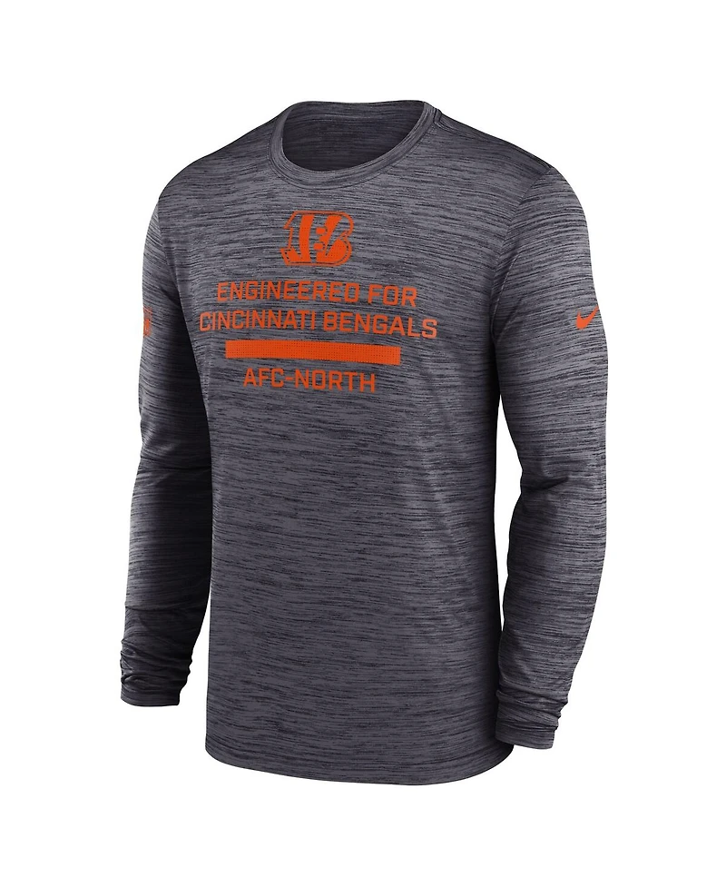 Nike Men's Black Cincinnati Bengals Sideline Velocity Performance Long Sleeve T-Shirt