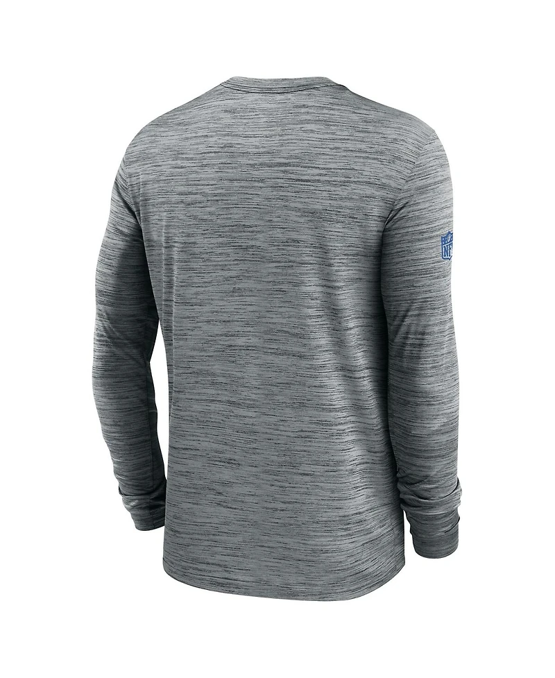 Nike Men's Gray Detroit Lions Sideline Velocity Performance Long Sleeve T-Shirt