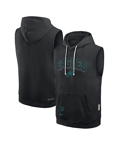 Nike Men's Black Philadelphia Eagles Sideline Performance Sleeveless Pullover Hoodie