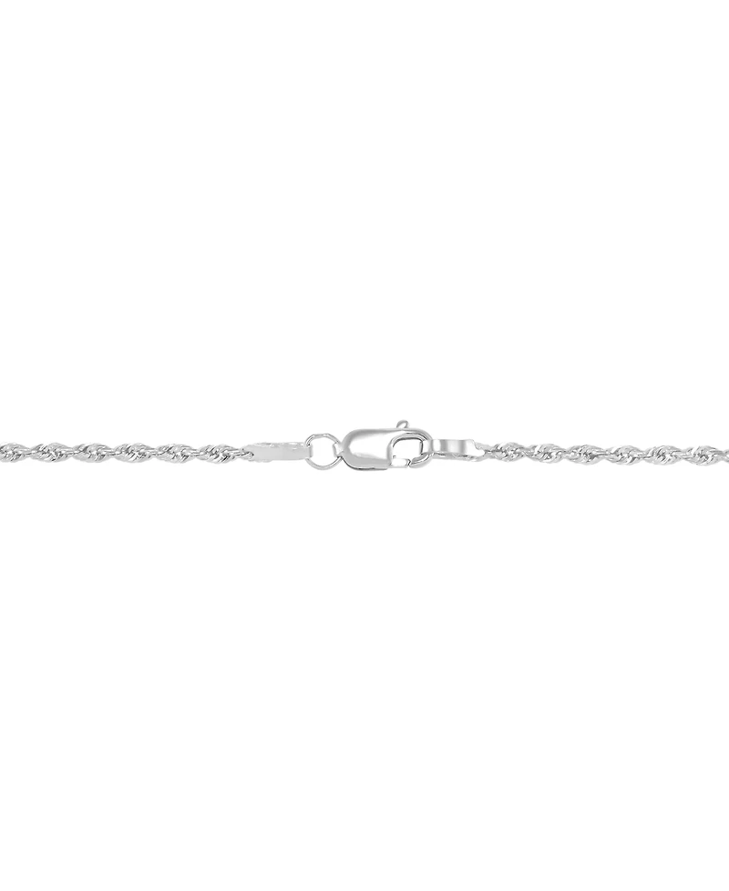 Italian Gold Rope Chain 18" Collar Necklace in 14k White Gold