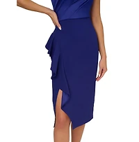 Adrianna Papell Women's One-Shoulder Satin Sheath Dress