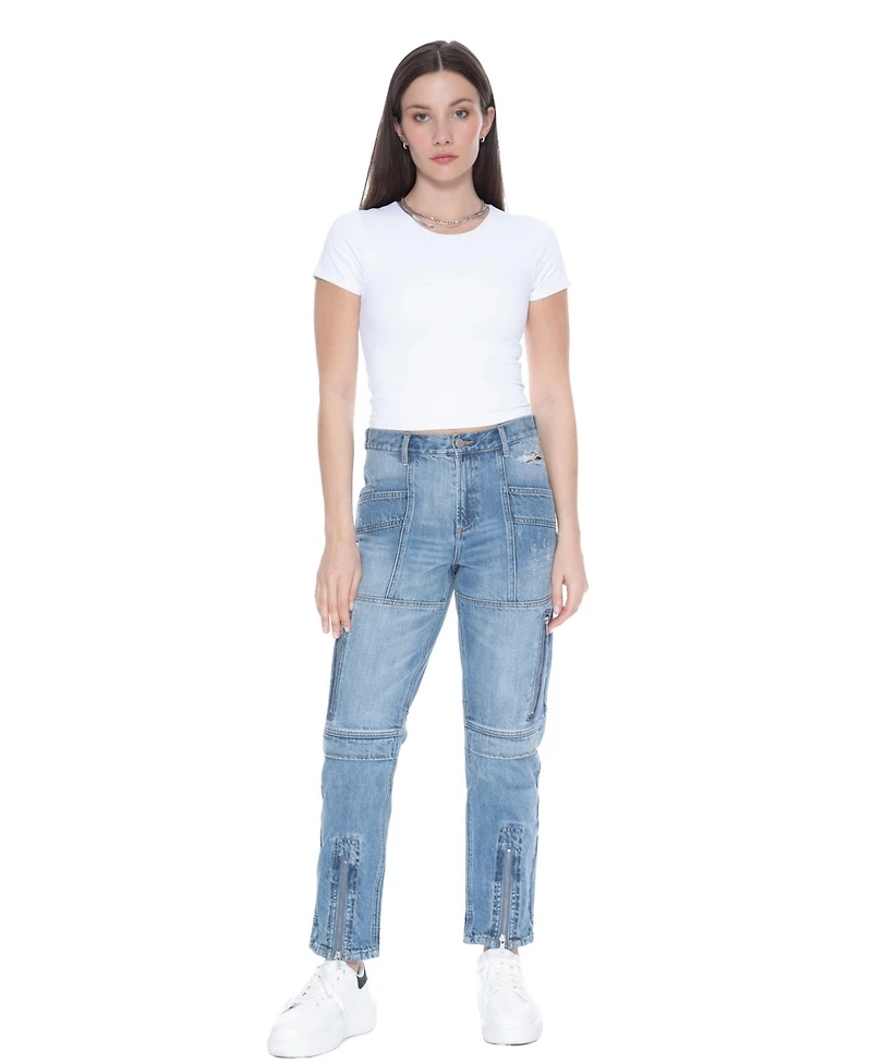 blue revival Women's High Rise Utility Jeans
