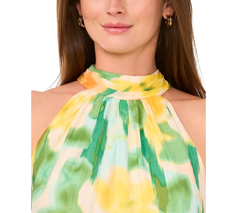 Msk Women's Printed Sleeveless Halter Neck Maxi Dress