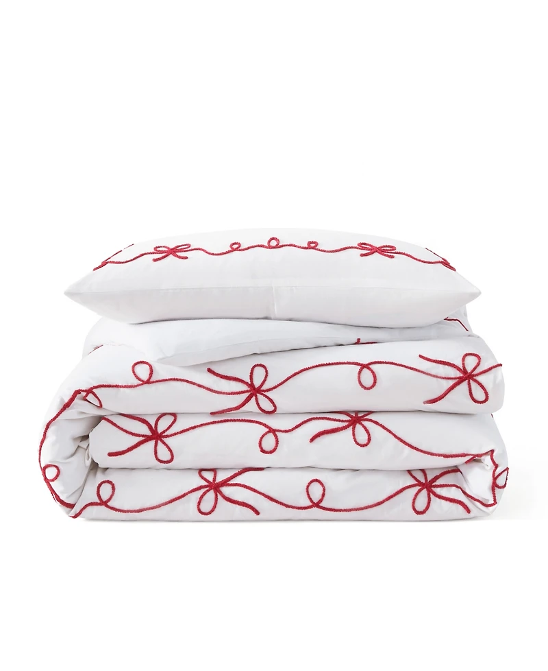 Peri Home Sasha Bows Embroidered 2-Pc. Duvet Cover Set, Twin