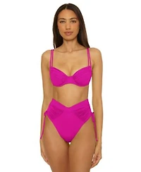 Becca Womens Color Code Underwire Bikini Top Shirred High Waist Bottoms