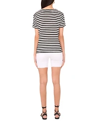 Vince Camuto Women's Striped Crewneck Short-Sleeve Top