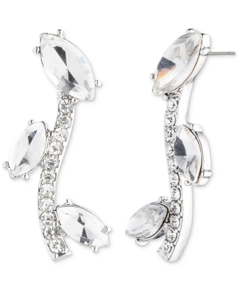 Givenchy Silver Tone Viney Crystal Crawler Earrings