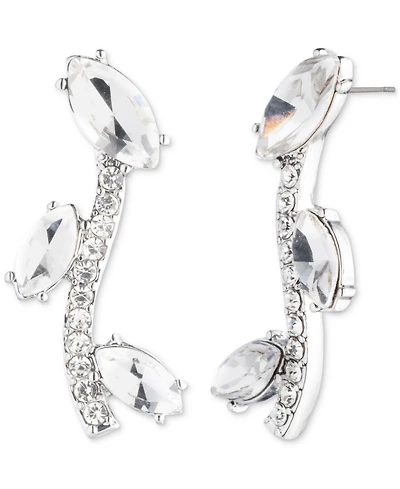 Givenchy Silver Tone Viney Crystal Crawler Earrings