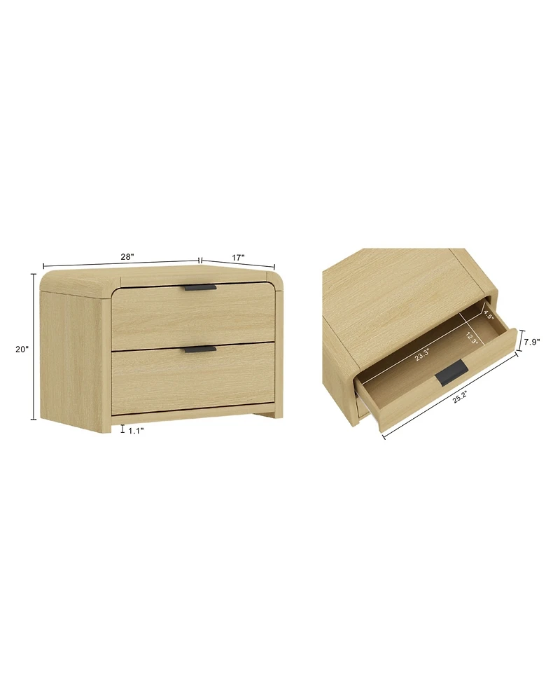 Manhattan Comfort Grace 28" Modern 2-Drawer Nightstand