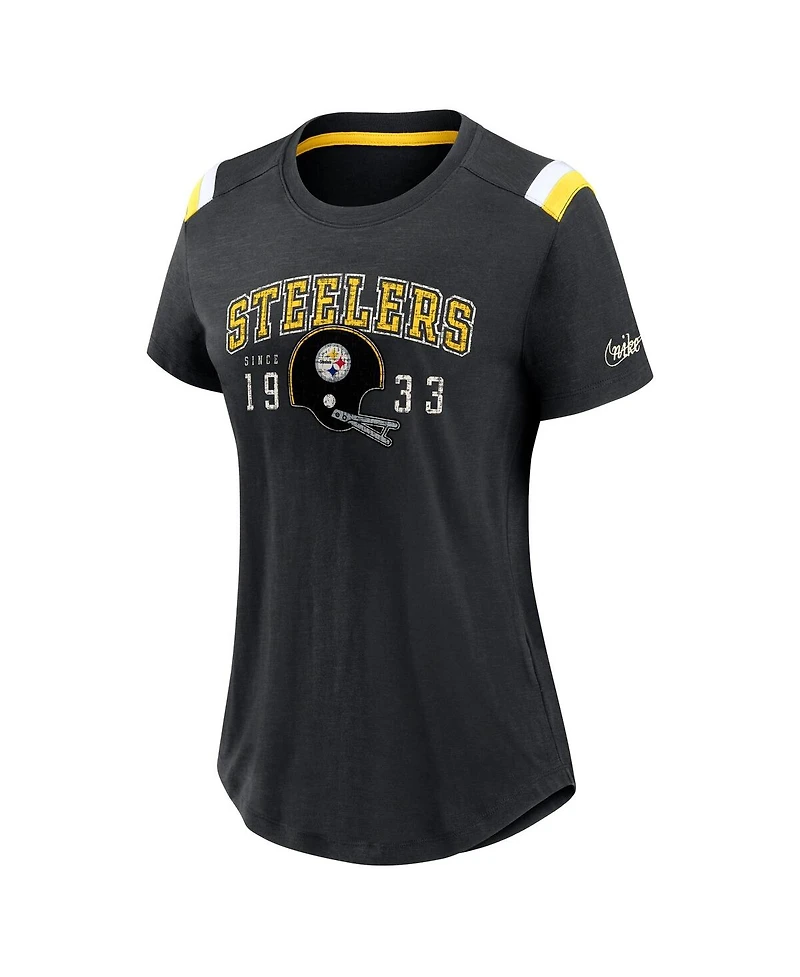 Nike Women's Heather Black Pittsburgh Steelers Historic Slub Fashion T-Shirt