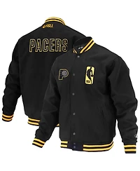 Fisll Men's and Women's Black Indiana Pacers Logoman Shadow Collection Full-Snap Varsity Jacket