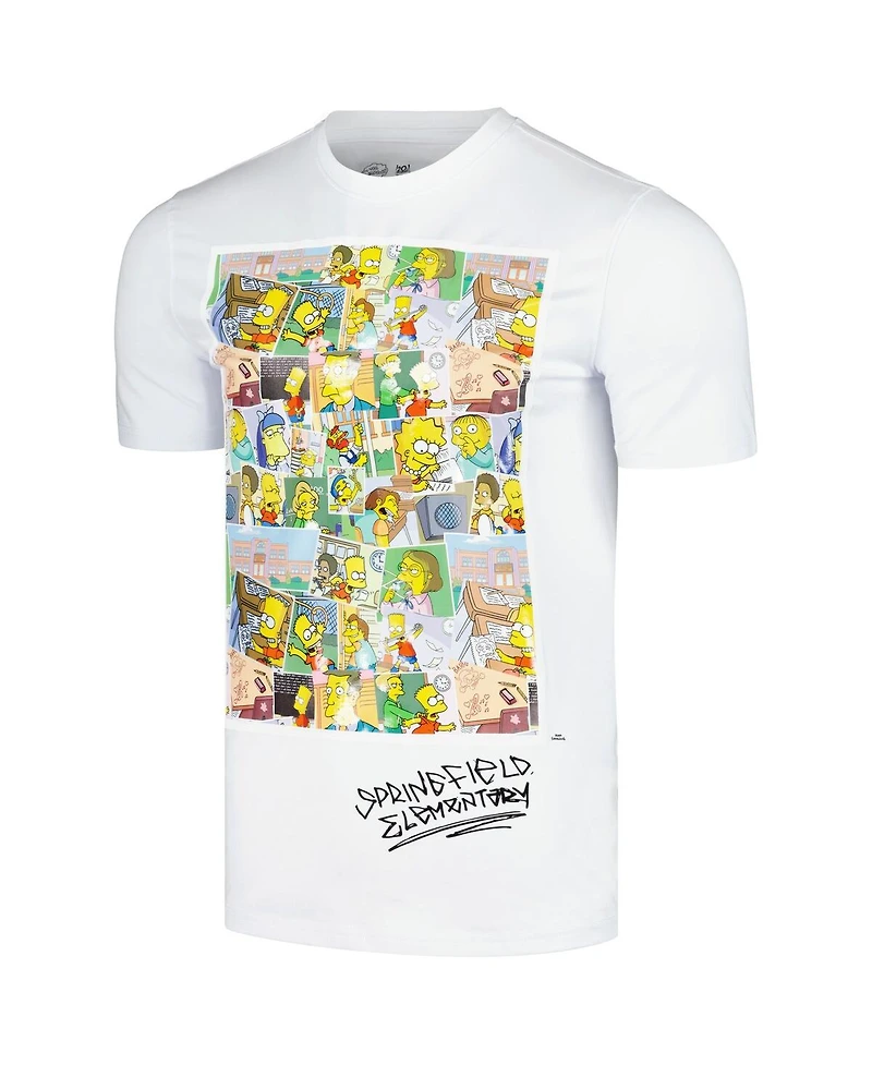 Freeze Max Men's and Women's White the Simpsons Springfield Elementary Postcards T-Shirt