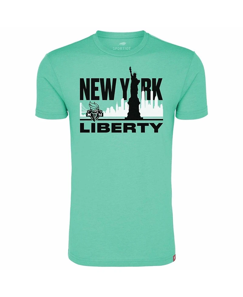 Sportiqe Men's and Women's Mint New York Liberty Skyline Comfy Tri-Blend T-Shirt