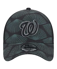 New Era Men's Black Washington Nationals 9FORTY A-Frame Trucker Adjustable Hat
