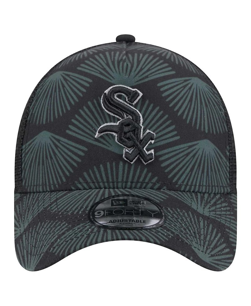 New Era Men's Black Chicago White Sox 9FORTY A-Frame Trucker Adjustable Hat