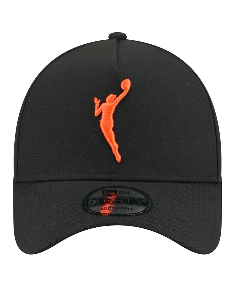 New Era Men's Black Wnba Gear Core Logo A-Frame 9FORTY Adjustable Hat