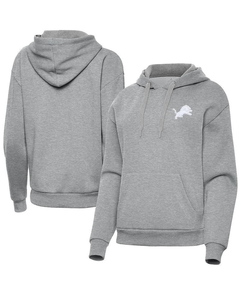 Antigua Women's Heather Gray Detroit Lions Victory Pullover Hoodie Sweatshirt