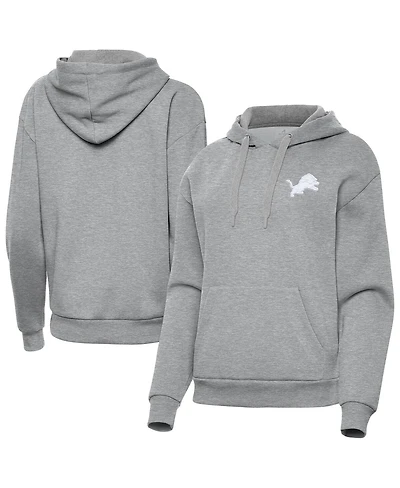 Antigua Women's Heather Gray Detroit Lions Victory Pullover Hoodie Sweatshirt