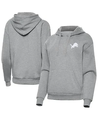 Antigua Women's Heather Gray Detroit Lions Victory Pullover Hoodie Sweatshirt