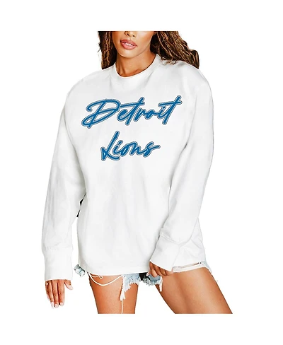 Gameday Couture Women's White Detroit Lions Classic Comeback Oversized Long Sleeve T-Shirt