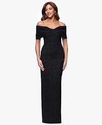 Betsy & Adam Petites Jacquard Knit Off-The-Shoulder Long Dress