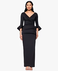 Betsy & Adam Petites V-Neck Scuba Long Sheath Dress