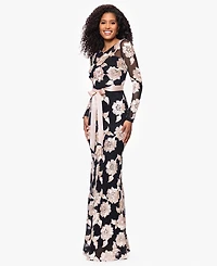 Betsy & Adam Petite Jacquard Printed Long Sheath Dress