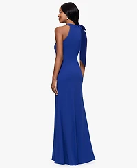 Betsy & Adam Petites Scuba Crepe High-Neck Long Dress